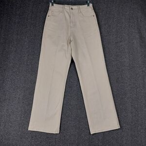 ORAIJE PARIS JEANS WOMENS ECRU CREAM STRAIGHT LEG HIGH RISE DENIM PANTS SZ M